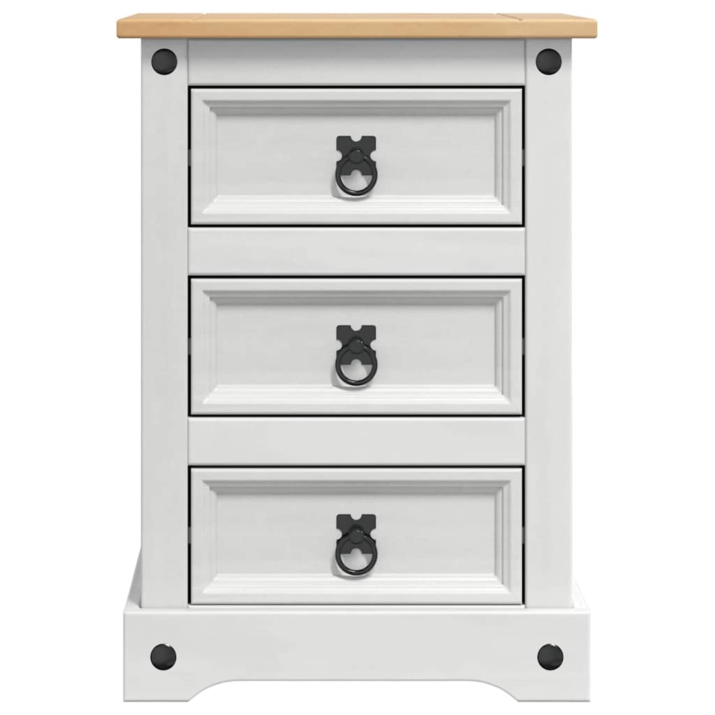 vidaXL Bedside Table Corona White 45 x 35 x 64 cm Solid Pine Wood