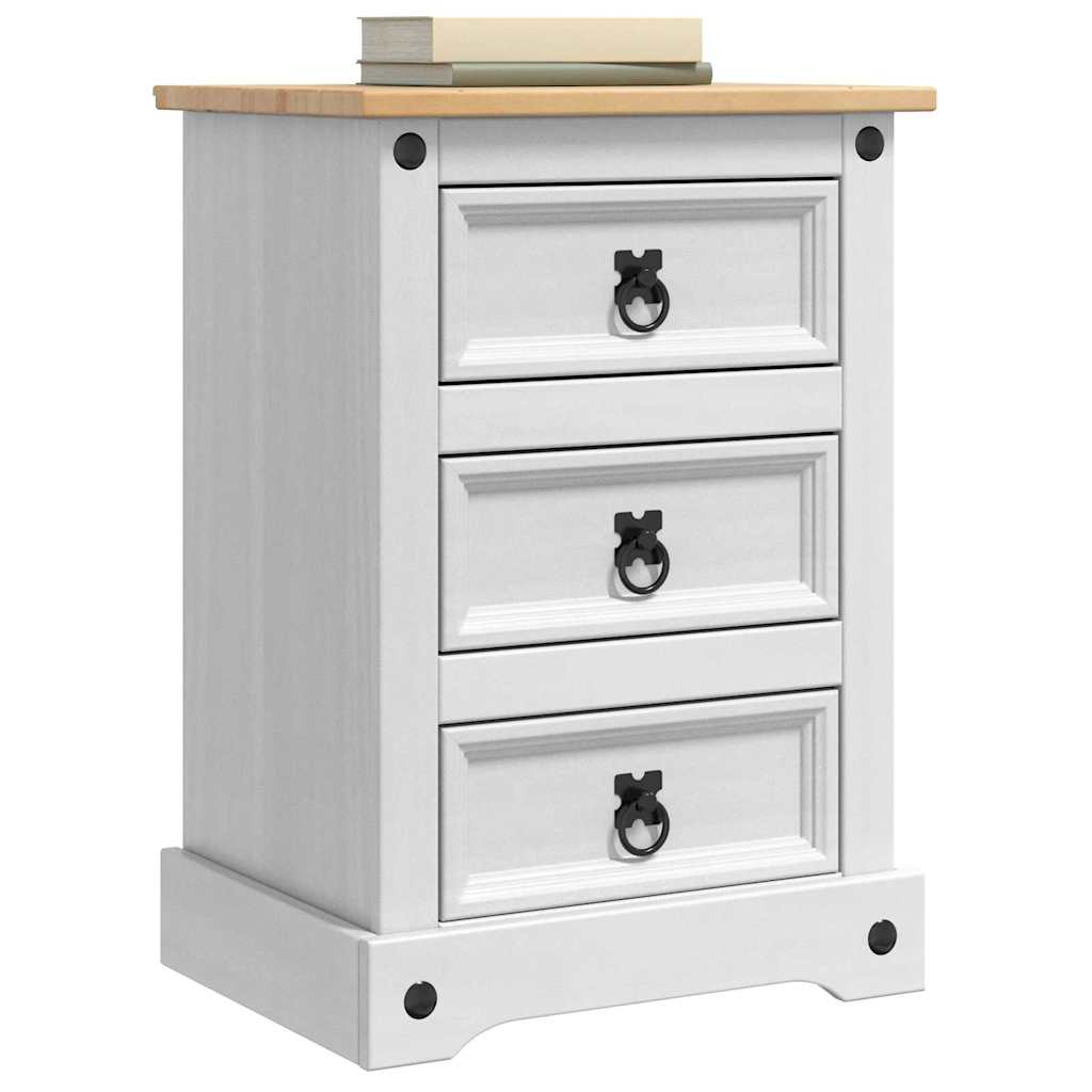 vidaXL Bedside Table Corona White 45 x 35 x 64 cm Solid Pine Wood
