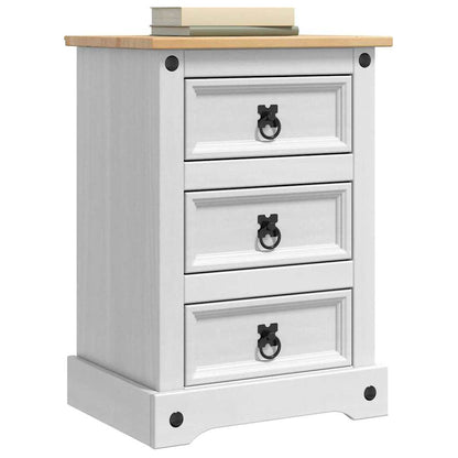 vidaXL Bedside Table Corona White 45 x 35 x 64 cm Solid Pine Wood