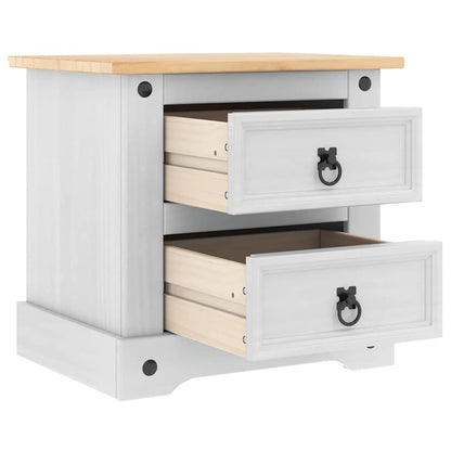 vidaXL Bedside Table Corona White 53 x 39 x 47 cm Solid Pine Wood