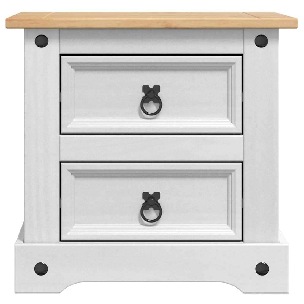 vidaXL Bedside Table Corona White 53 x 39 x 47 cm Solid Pine Wood