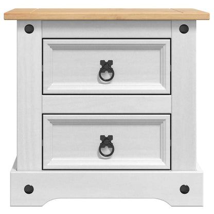vidaXL Bedside Table Corona White 53 x 39 x 47 cm Solid Pine Wood