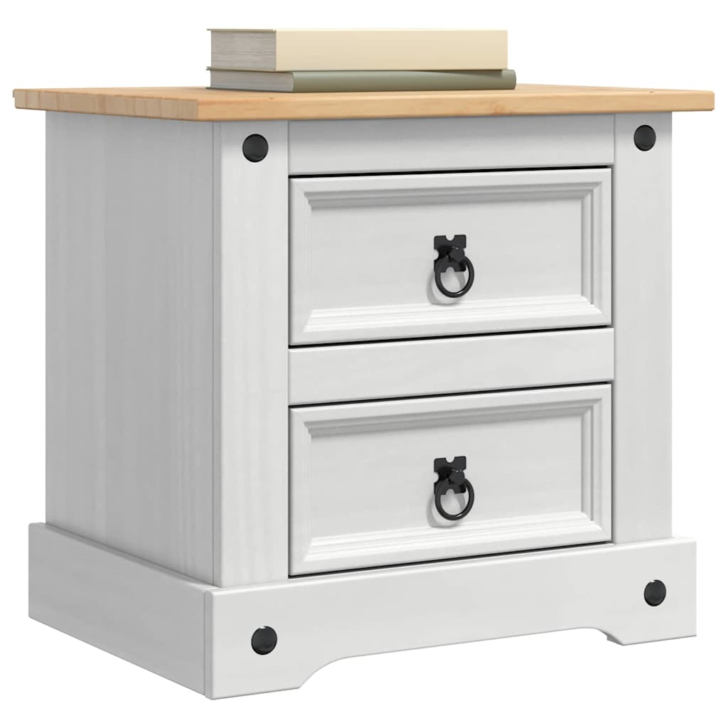 vidaXL Bedside Table Corona White 53 x 39 x 47 cm Solid Pine Wood
