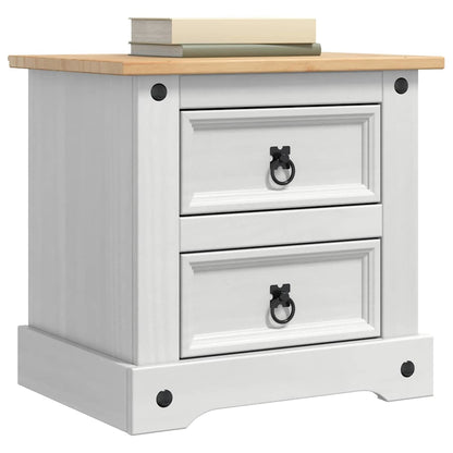 vidaXL Bedside Table Corona White 53 x 39 x 47 cm Solid Pine Wood
