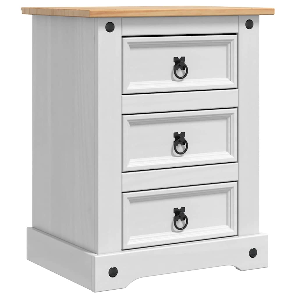 vidaXL Bedside Table Corona White 53 x 39 x 66 cm Solid Pine Wood