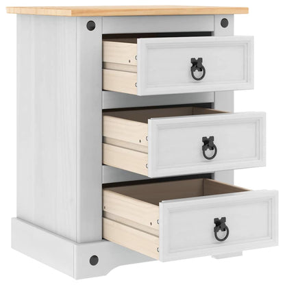 vidaXL Bedside Table Corona White 53 x 39 x 66 cm Solid Pine Wood