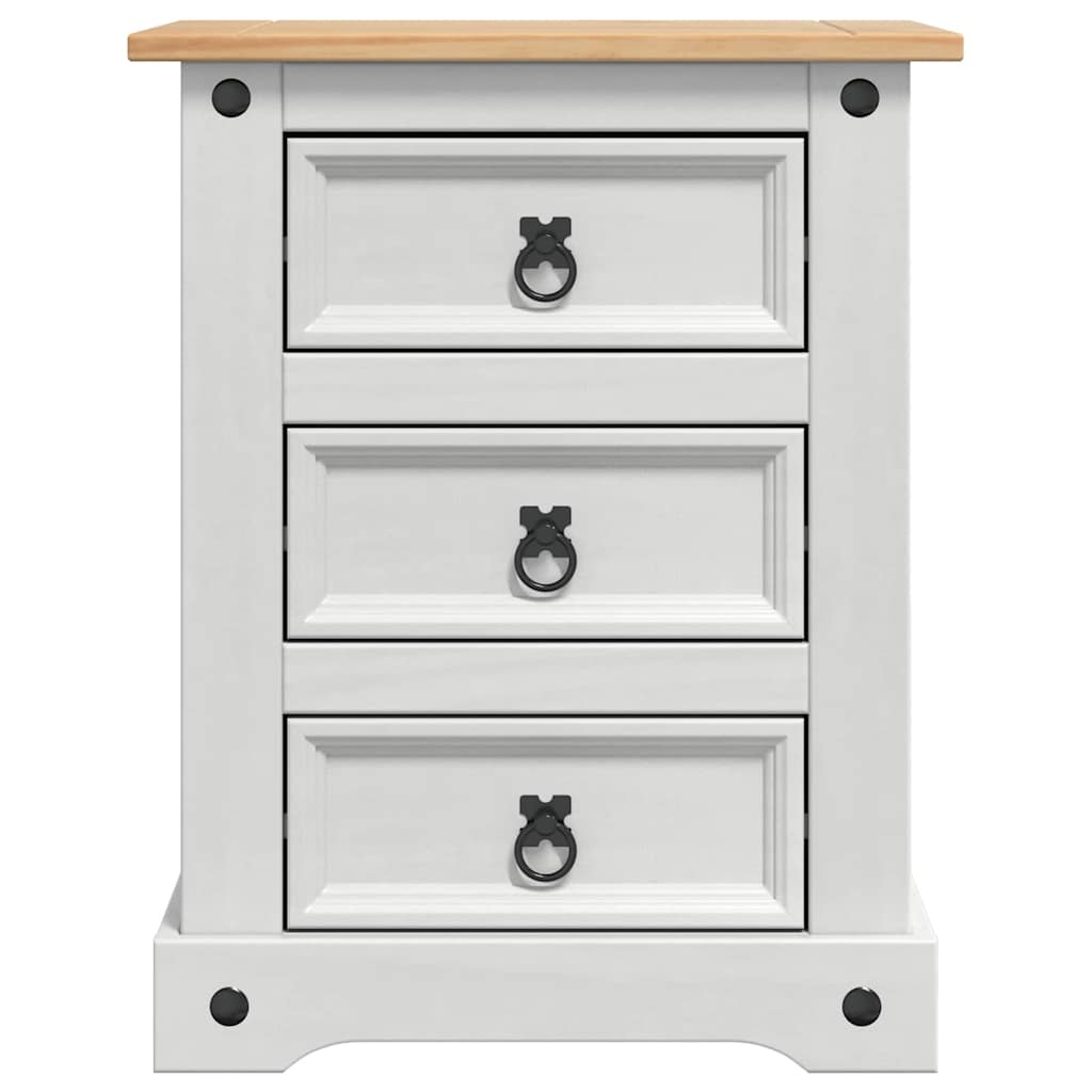 vidaXL Bedside Table Corona White 53 x 39 x 66 cm Solid Pine Wood
