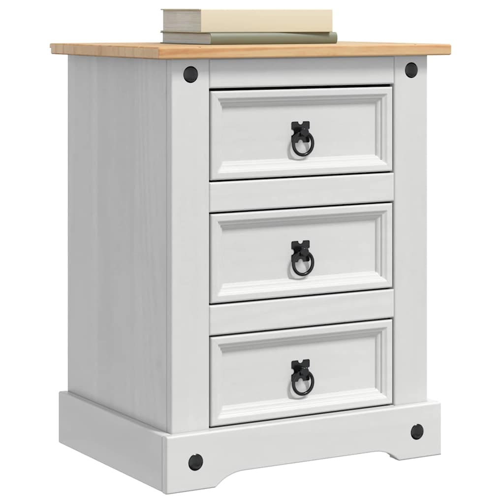 vidaXL Bedside Table Corona White 53 x 39 x 66 cm Solid Pine Wood
