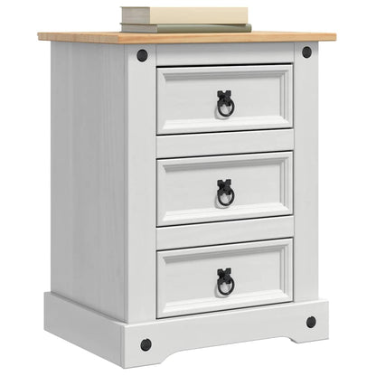 vidaXL Bedside Table Corona White 53 x 39 x 66 cm Solid Pine Wood
