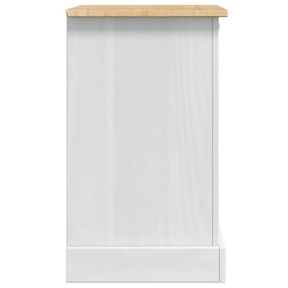 vidaXL Bedside Table Corona White 53 x 39 x 66 cm Solid Pine Wood