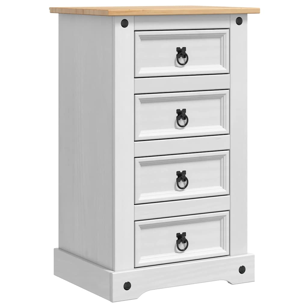 vidaXL Bedside Table Corona White 53 x 39 x 84 cm Solid Pine Wood