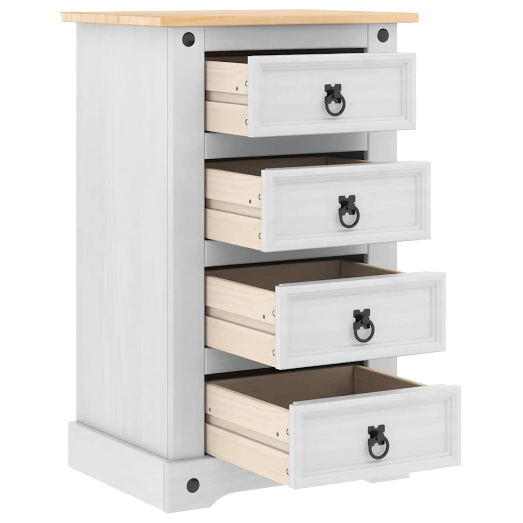 vidaXL Bedside Table Corona White 53 x 39 x 84 cm Solid Pine Wood