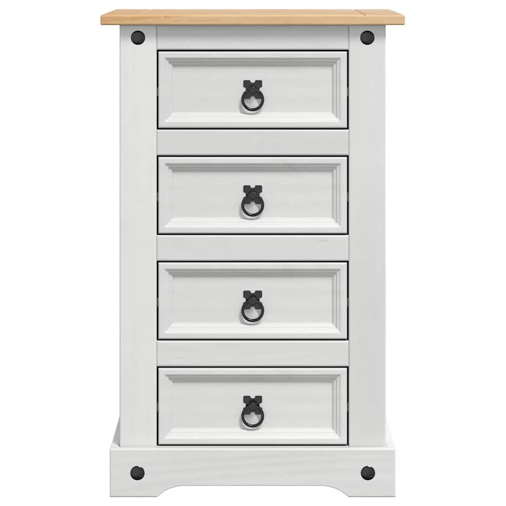 vidaXL Bedside Table Corona White 53 x 39 x 84 cm Solid Pine Wood