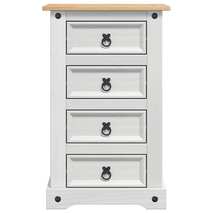 vidaXL Bedside Table Corona White 53 x 39 x 84 cm Solid Pine Wood