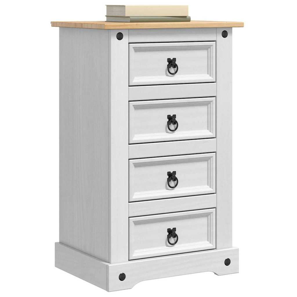 vidaXL Bedside Table Corona White 53 x 39 x 84 cm Solid Pine Wood
