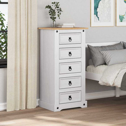 vidaXL Bedside Table Corona White 53 x 39 x 103 cm Solid Pine Wood