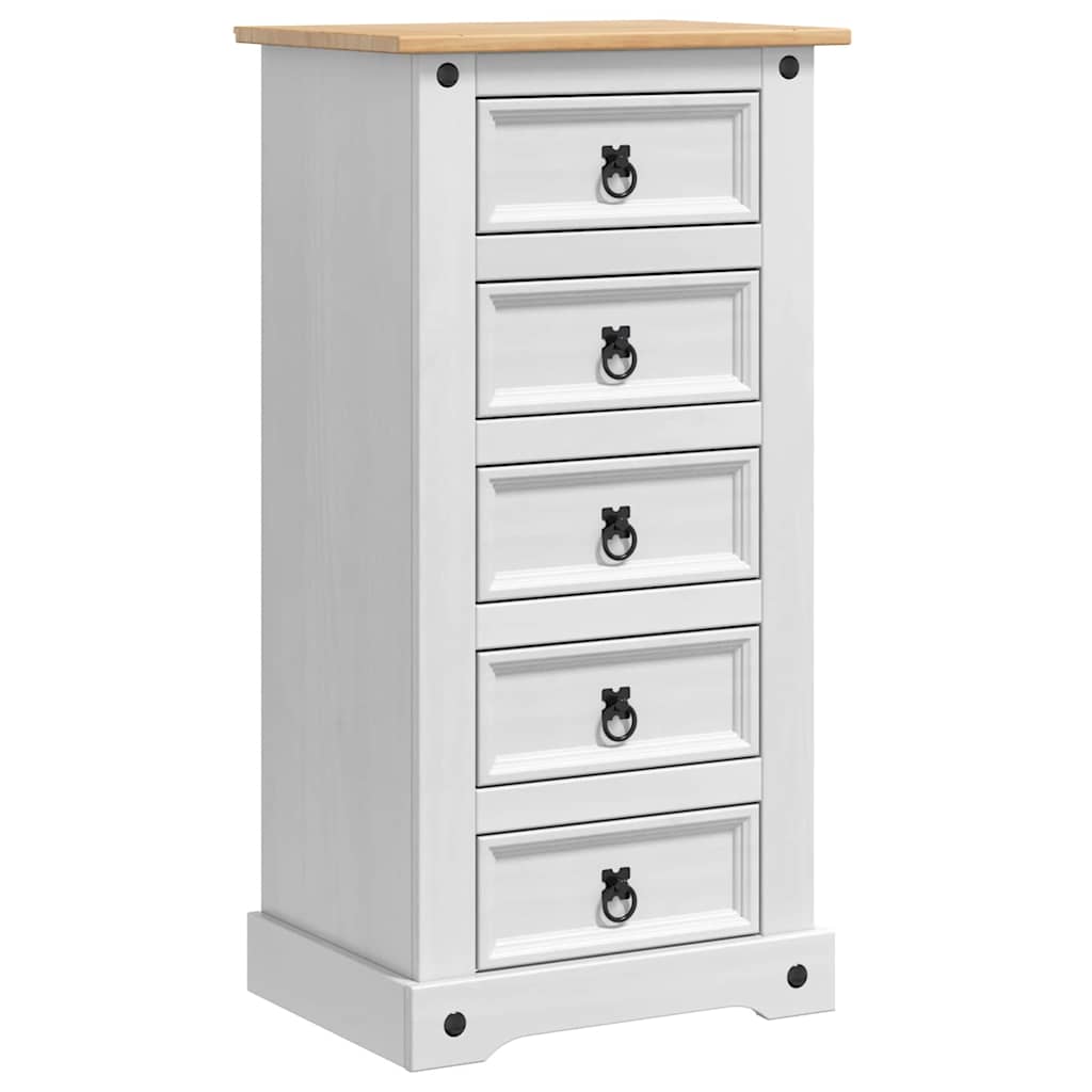 vidaXL Bedside Table Corona White 53 x 39 x 103 cm Solid Pine Wood