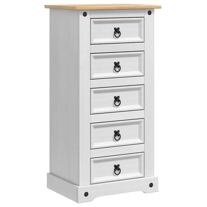 vidaXL Bedside Table Corona White 53 x 39 x 103 cm Solid Pine Wood