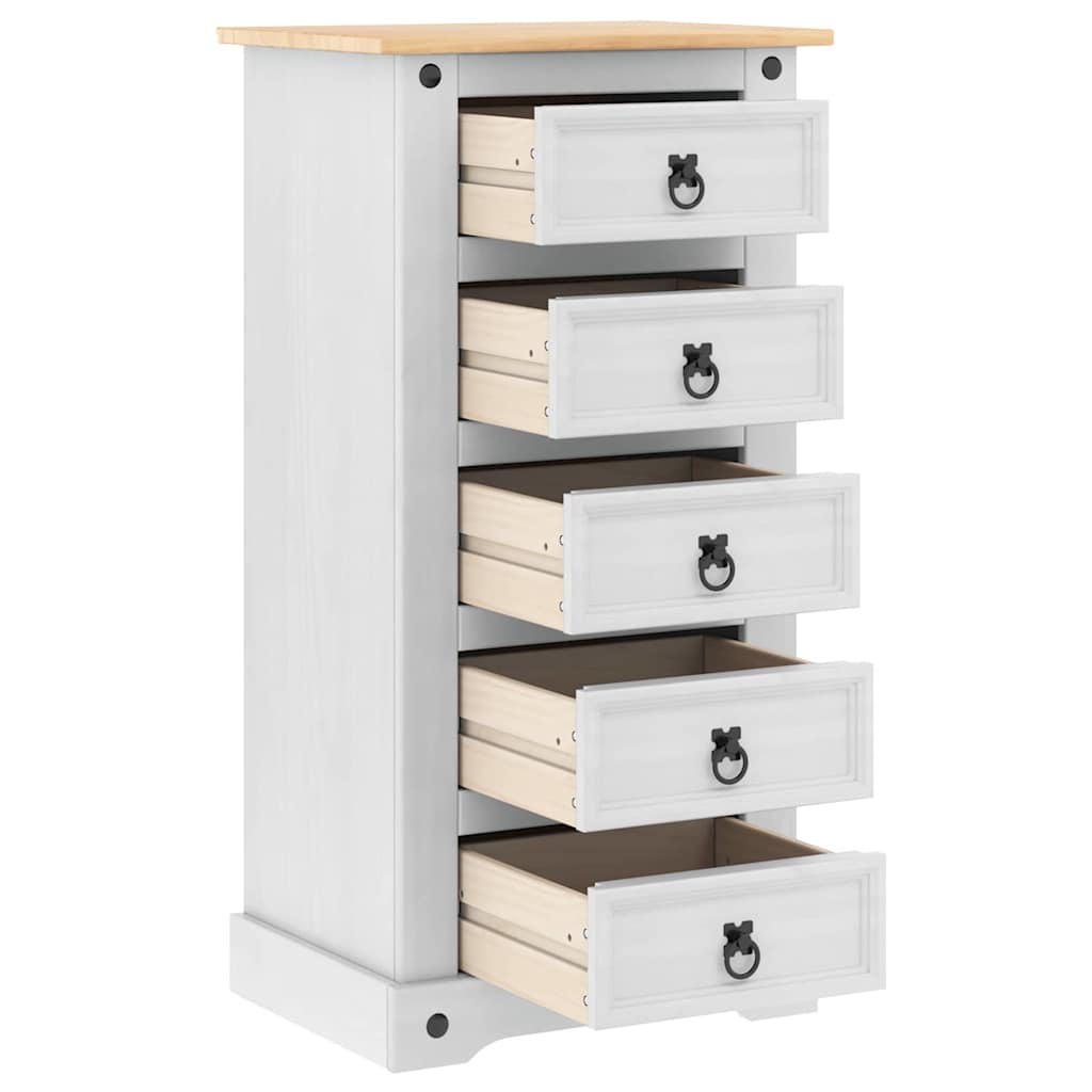 vidaXL Bedside Table Corona White 53 x 39 x 103 cm Solid Pine Wood