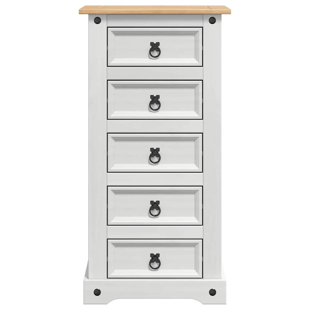 vidaXL Bedside Table Corona White 53 x 39 x 103 cm Solid Pine Wood