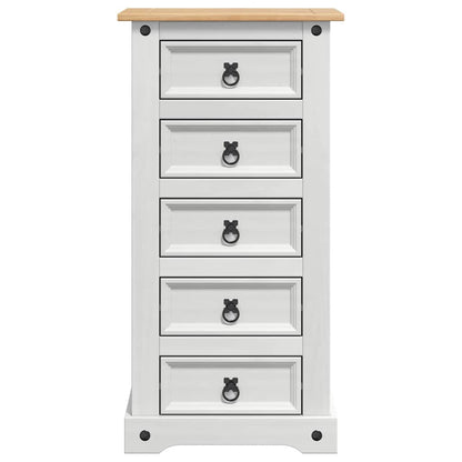 vidaXL Bedside Table Corona White 53 x 39 x 103 cm Solid Pine Wood