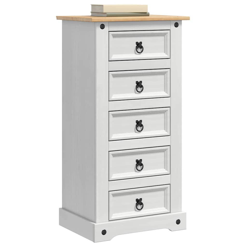vidaXL Bedside Table Corona White 53 x 39 x 103 cm Solid Pine Wood