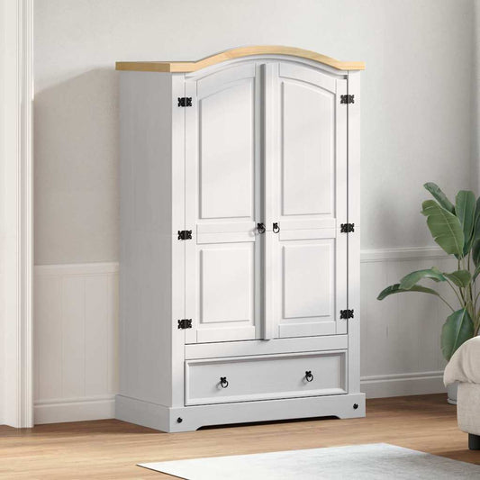 vidaXL Wardrobe CORONA White 101 x 52 x 170 cm Solid Pine Wood