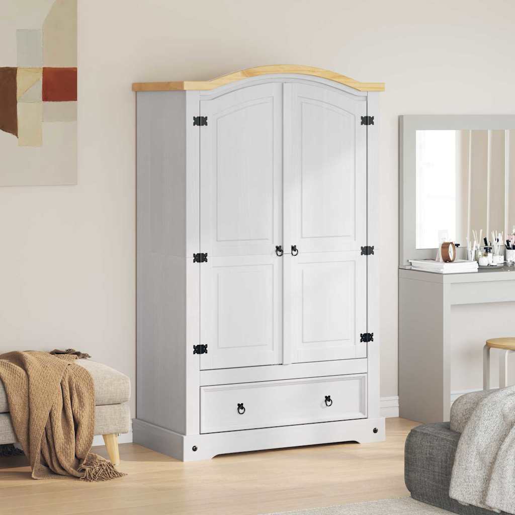 vidaXL Wardrobe Corona White 101 x 52 x 170 cm Solid Pine Wood