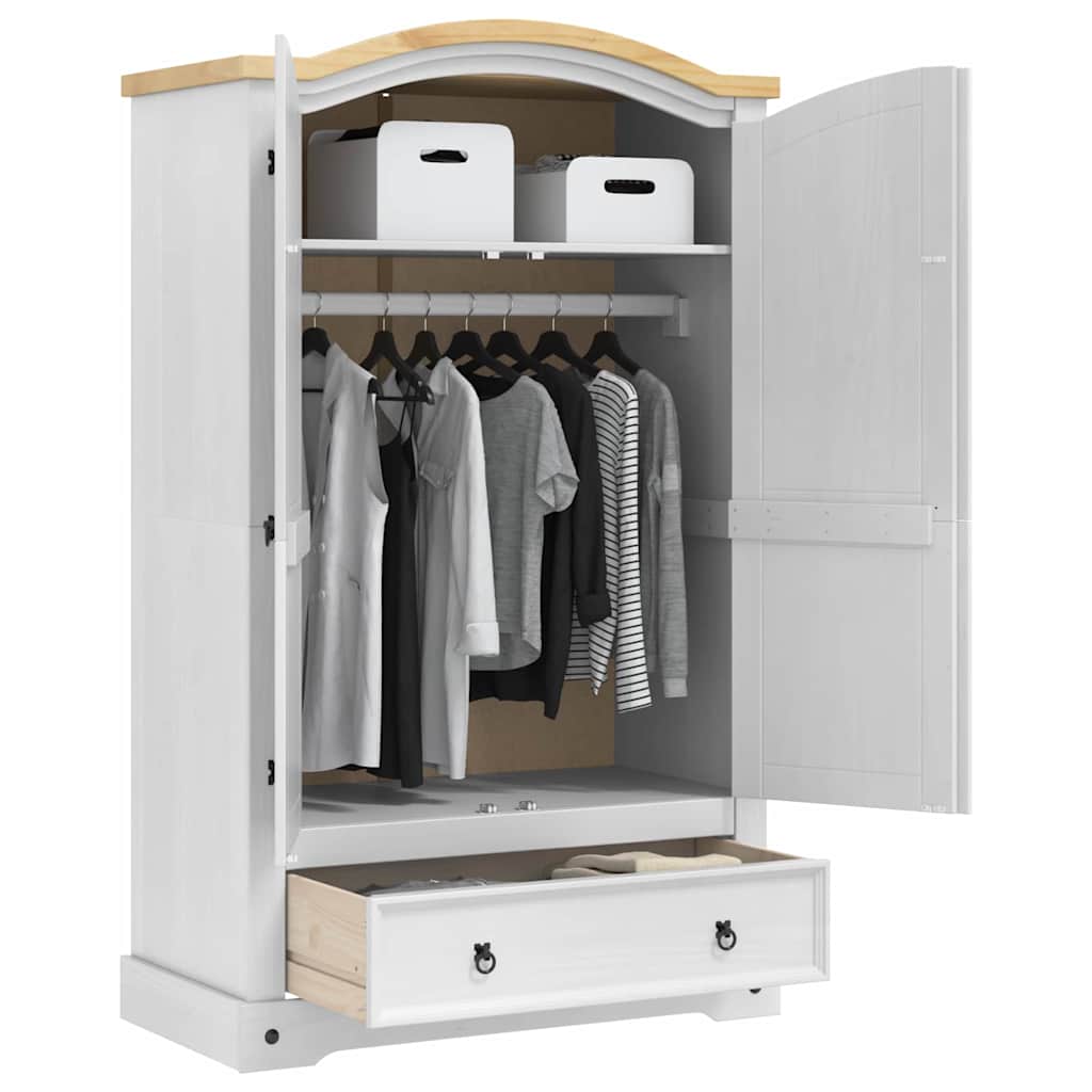 vidaXL Wardrobe Corona White 101 x 52 x 170 cm Solid Pine Wood