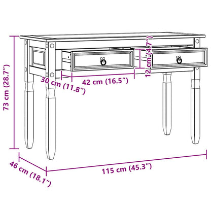 vidaXL End Table Corona White 115 x 46 x 73 cm Solid Pine Wood