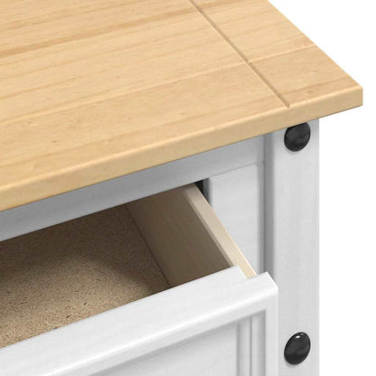 vidaXL End Table Corona White 114 x 34.5 x 73 cm Solid Pine Wood