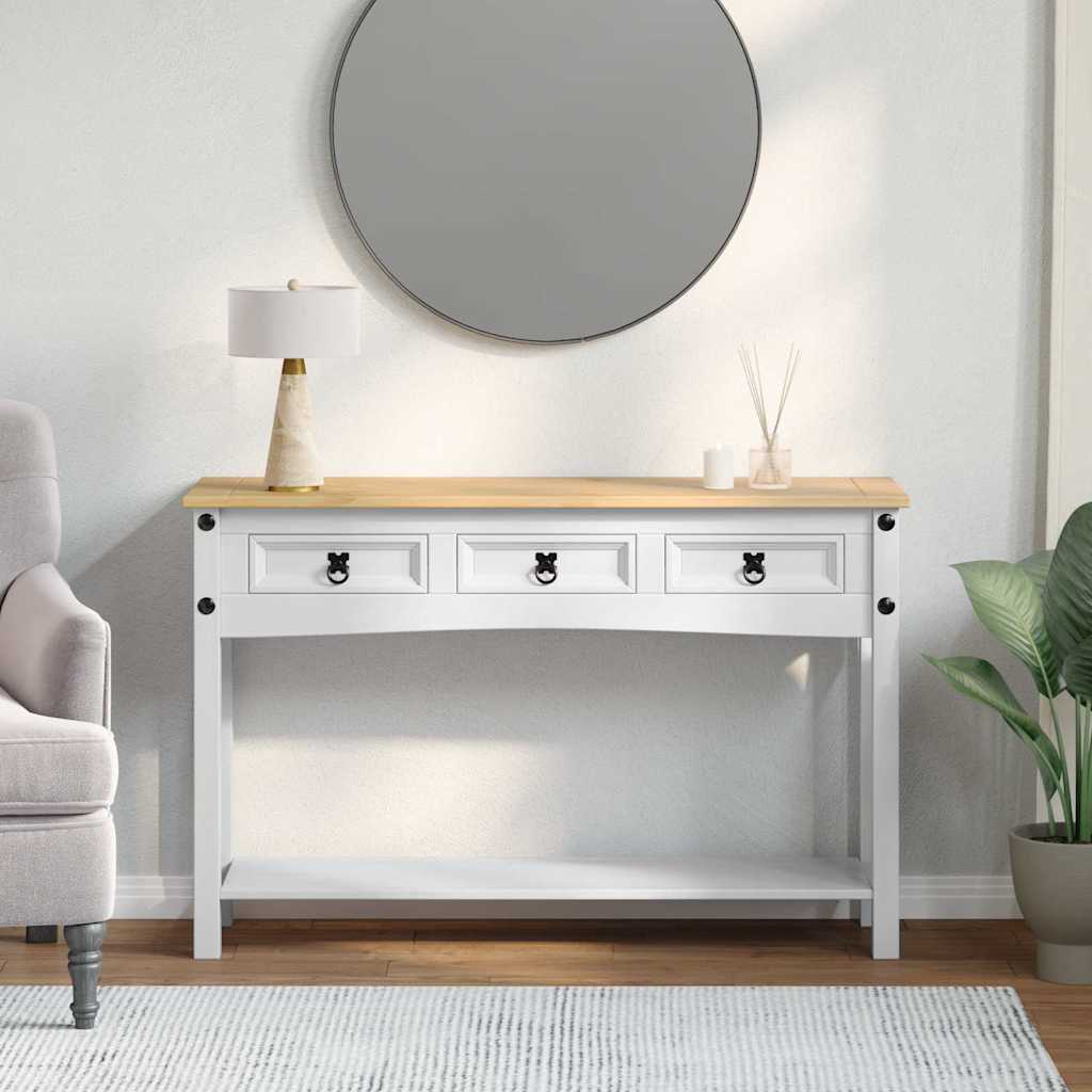 vidaXL End Table Corona White 114 x 34.5 x 73 cm Solid Pine Wood