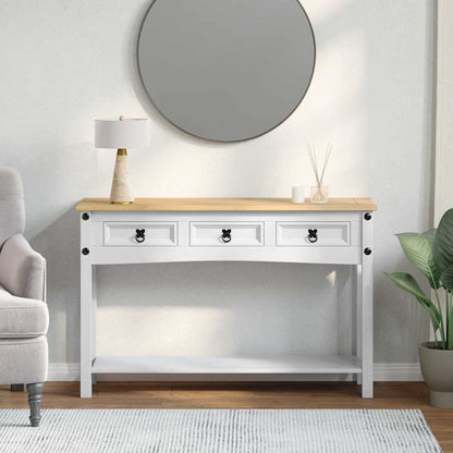 vidaXL End Table Corona White 114 x 34.5 x 73 cm Solid Pine Wood