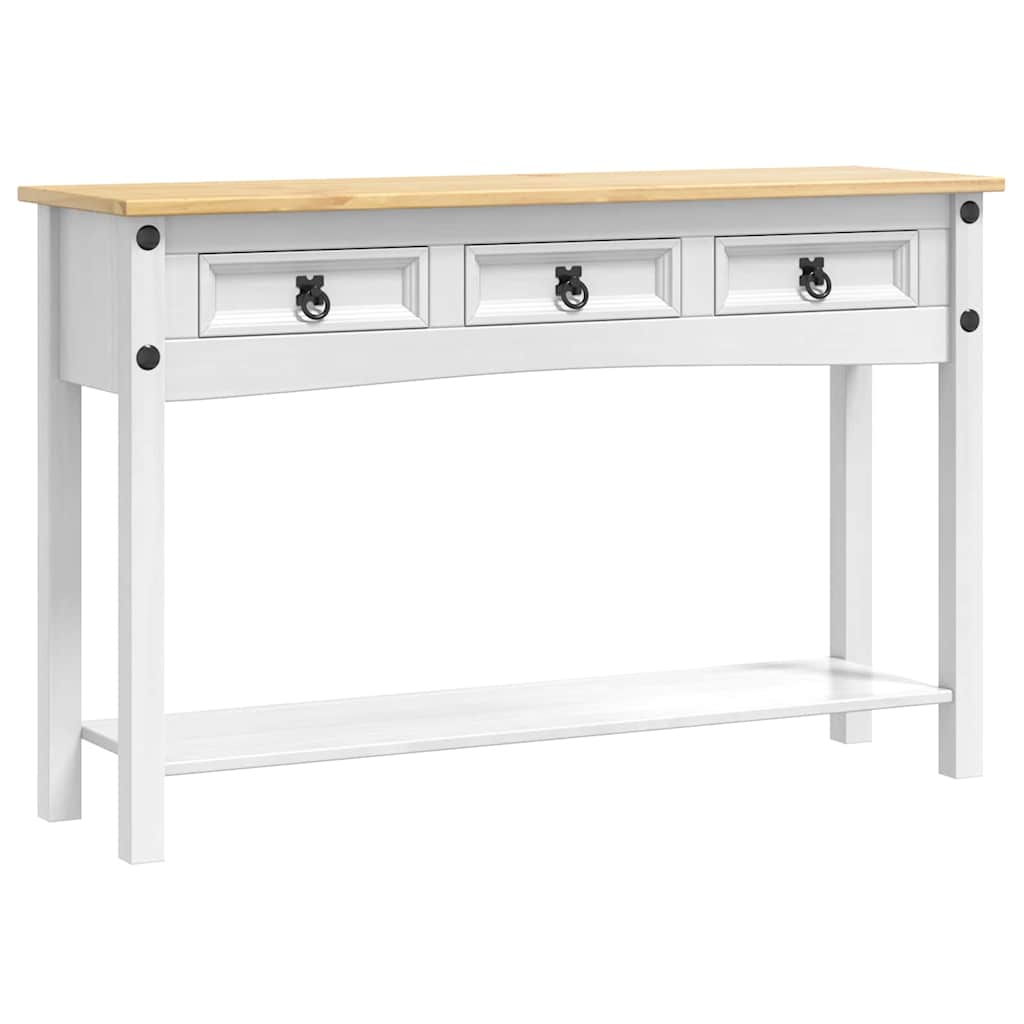 vidaXL End Table Corona White 114 x 34.5 x 73 cm Solid Pine Wood