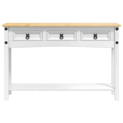 vidaXL End Table Corona White 114 x 34.5 x 73 cm Solid Pine Wood