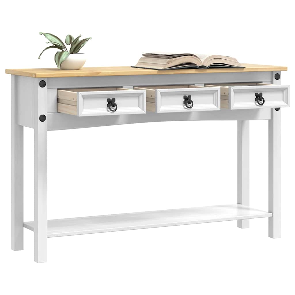 vidaXL End Table Corona White 114 x 34.5 x 73 cm Solid Pine Wood