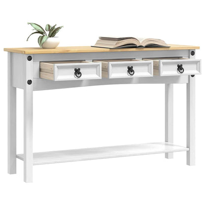 vidaXL End Table Corona White 114 x 34.5 x 73 cm Solid Pine Wood