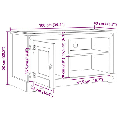 vidaXL TV Cabinet Corona White 100 x 40 x 52 cm Solid Pine Wood