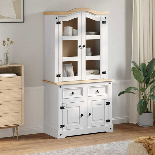 vidaXL Sideboard Corona White 100 x 48.5 x 179 cm Solid Pine Wood