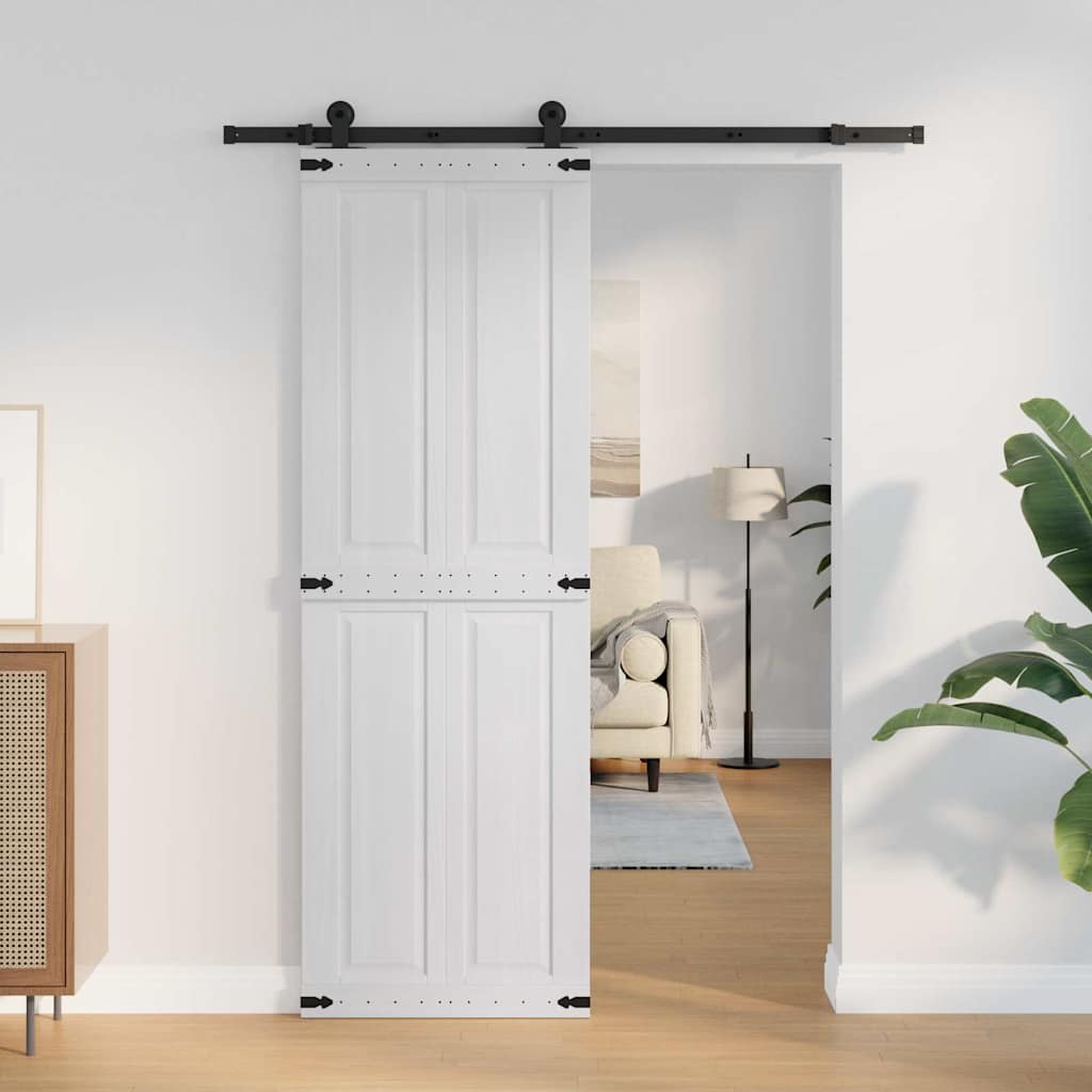 vidaXL Barn Door Corona White 70 x 210 cm Solid Pine Wood