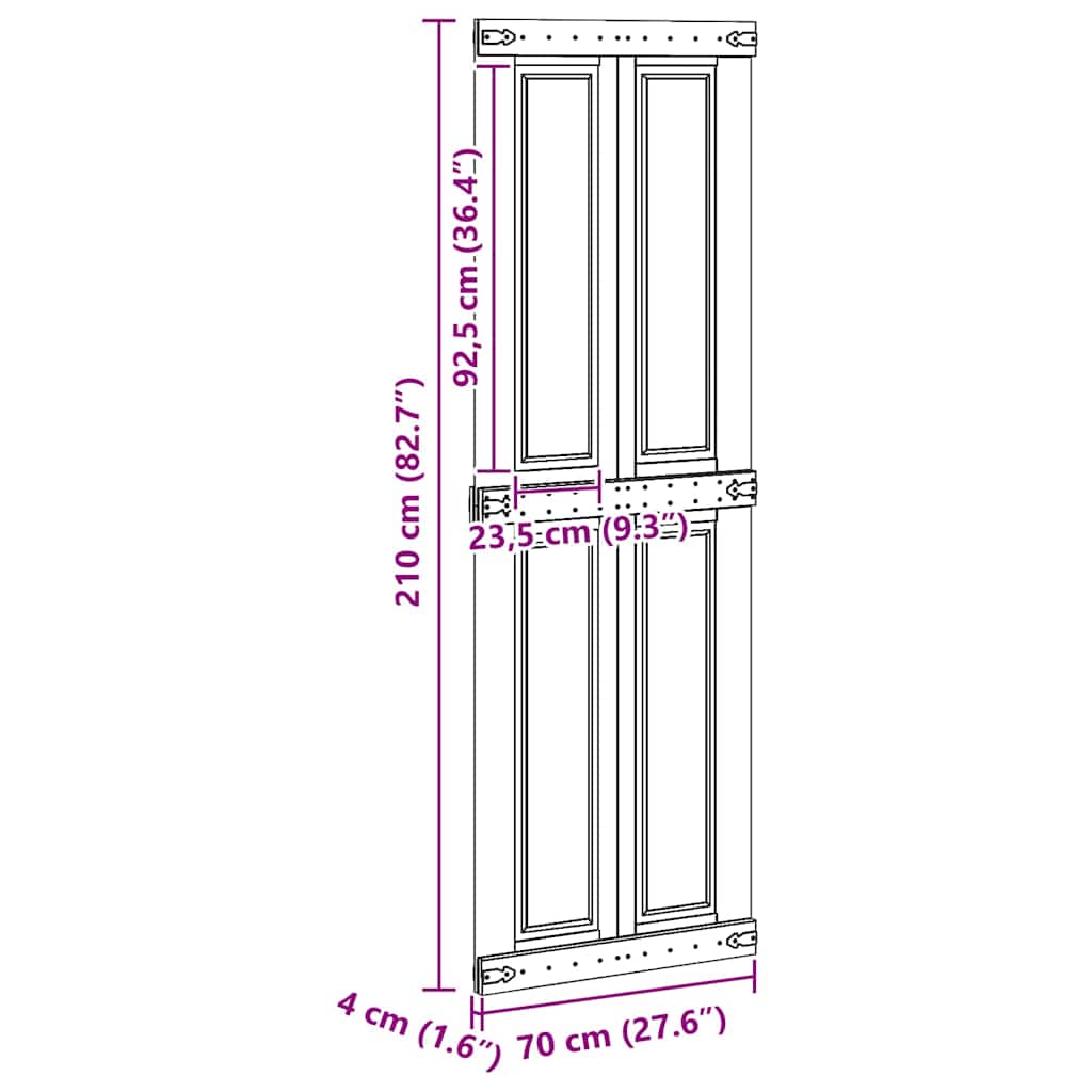 vidaXL Barn Door Corona White 70 x 210 cm Solid Pine Wood