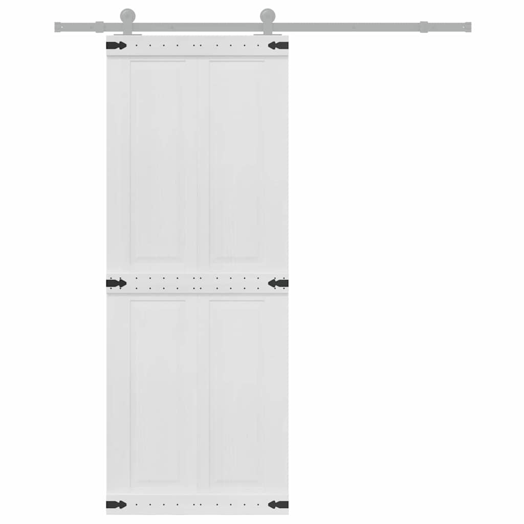 vidaXL Barn Door Corona White 80 x 210 cm Solid Pine Wood
