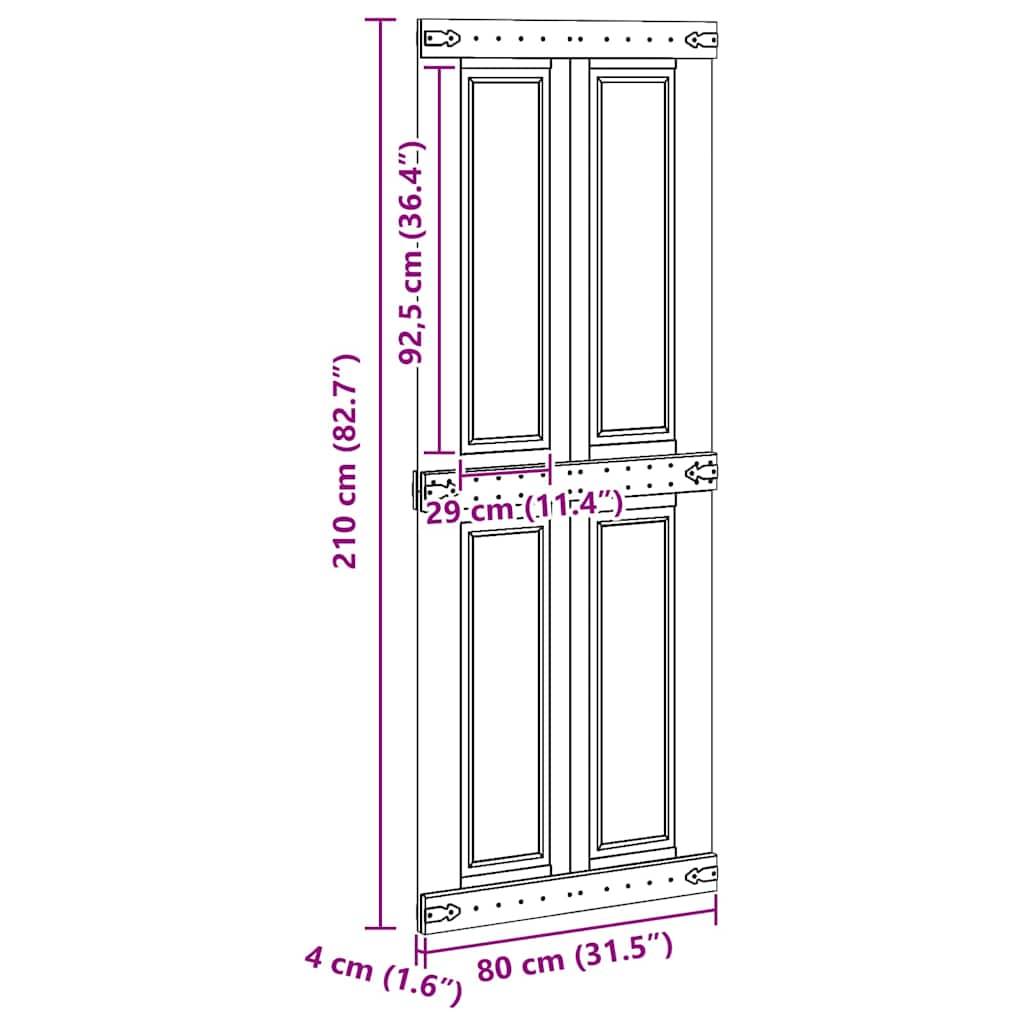 vidaXL Barn Door Corona White 80 x 210 cm Solid Pine Wood