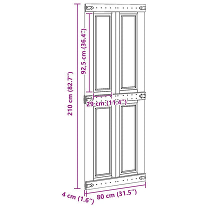vidaXL Barn Door Corona White 80 x 210 cm Solid Pine Wood