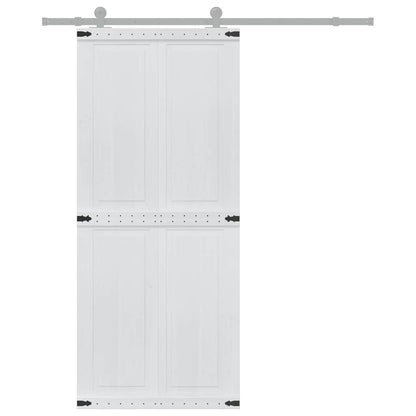 vidaXL Barn Door Corona White 90 x 210 cm Solid Pine Wood