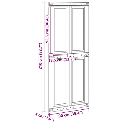 vidaXL Barn Door Corona White 90 x 210 cm Solid Pine Wood
