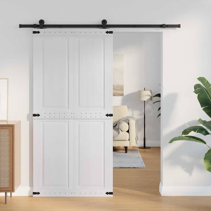 vidaXL Barn Door Corona White 100 x 210 cm Solid Pine Wood