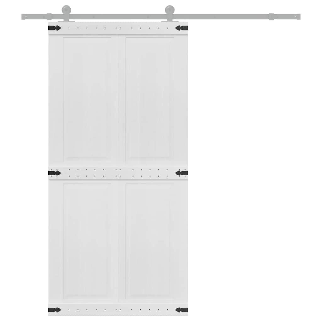 vidaXL Barn Door Corona White 100 x 210 cm Solid Pine Wood