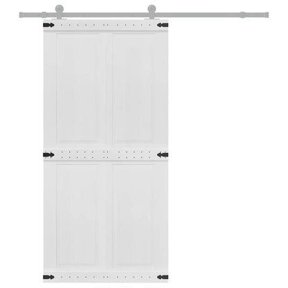 vidaXL Barn Door Corona White 100 x 210 cm Solid Pine Wood
