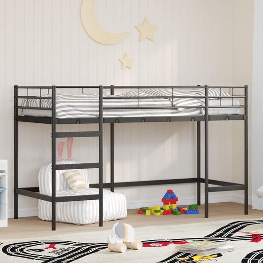 vidaXL Kids'Loft Bed Frame Plain Black 75 x 190 cm Steel